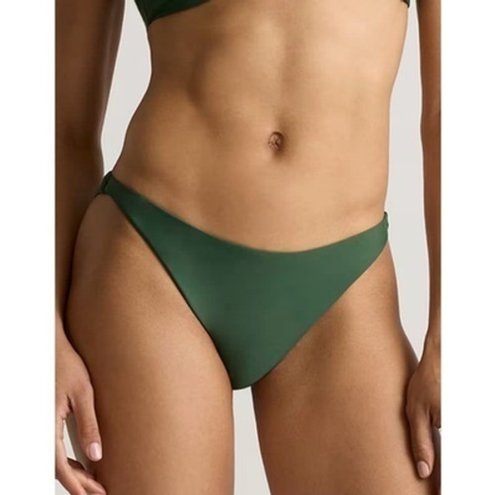 quince italian low rise bikini bottom swimsuit in palm green, women size large